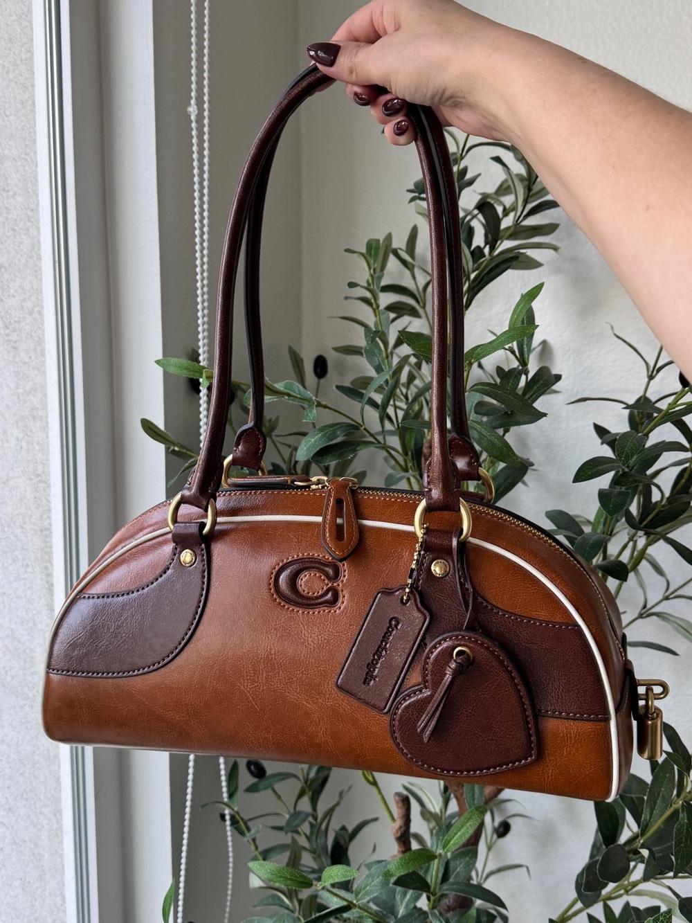 Coach Saddle Coachtopia Brown Leather Shoulder Bowling Bag
